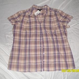 Style & Co short sleeve plaid button up